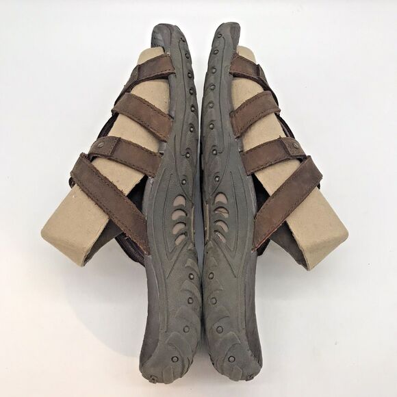Skechers Outdoor Lifestyle Sandals Woman's 8 Brown Leather Slip On Strappy Slide - Picture 7 of 11